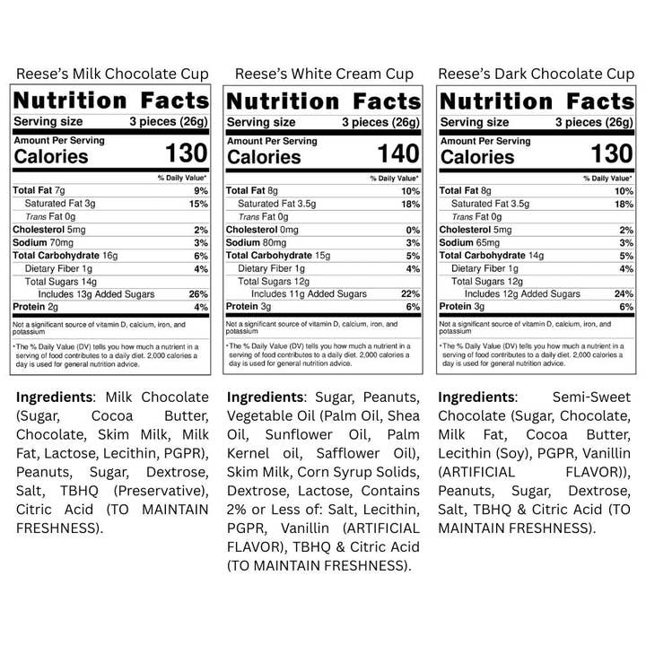 Candy In Bulk - Wholesale Chocolate Covered Sweets - Reese's Miniature Cups Assorted – Milk Chocolate, Dark Chocolate & White Creme with Peanut Butter, Bulk Value Bag3