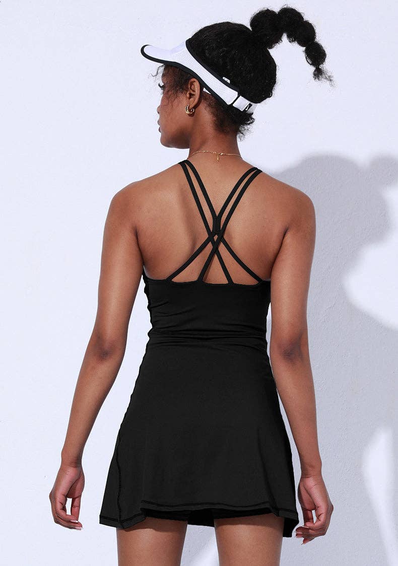 Active by Anna-Kaci – wholesale Athletic dress – Women′s – Crossing Back Straps Mini Exercise Dress12