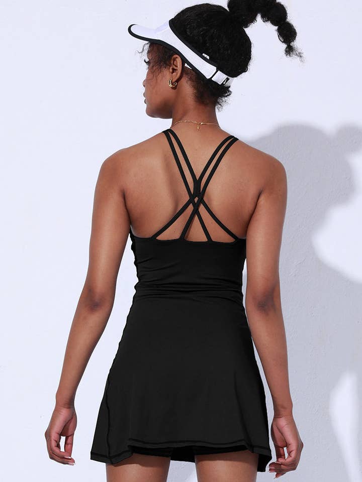 Active by Anna-Kaci – wholesale Athletic dress – Women′s – Crossing Back Straps Mini Exercise Dress12