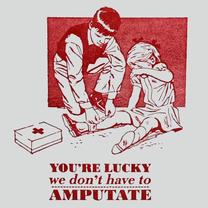 Heldig, vi behøver ikke at amputere | Mean Get Well Card for engroshandel hos Rx Letterpress