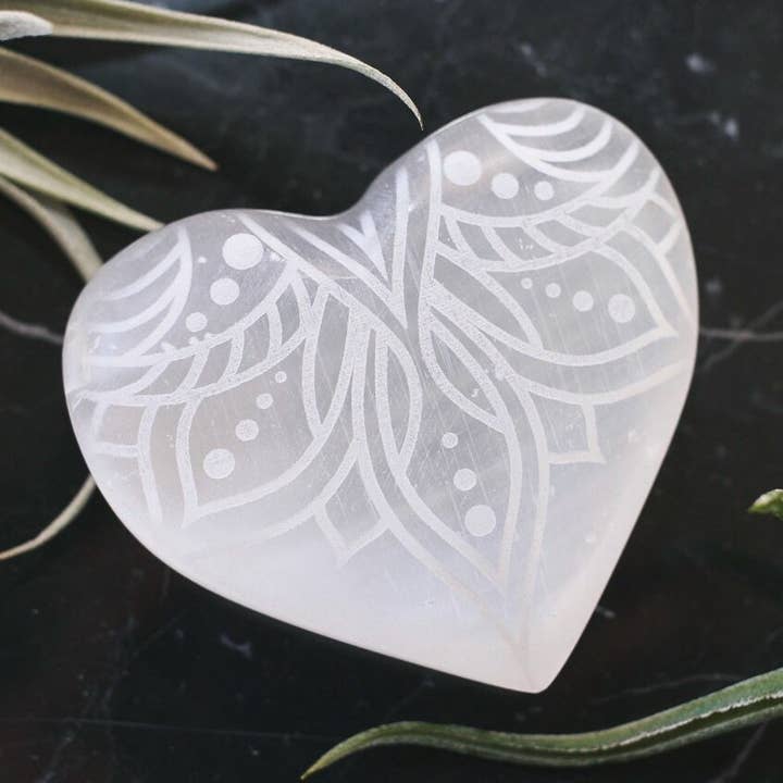 LOTUS Selenite Heart Crystal Mother's Day Gifts for Women for wholesale by Fractalista Designs