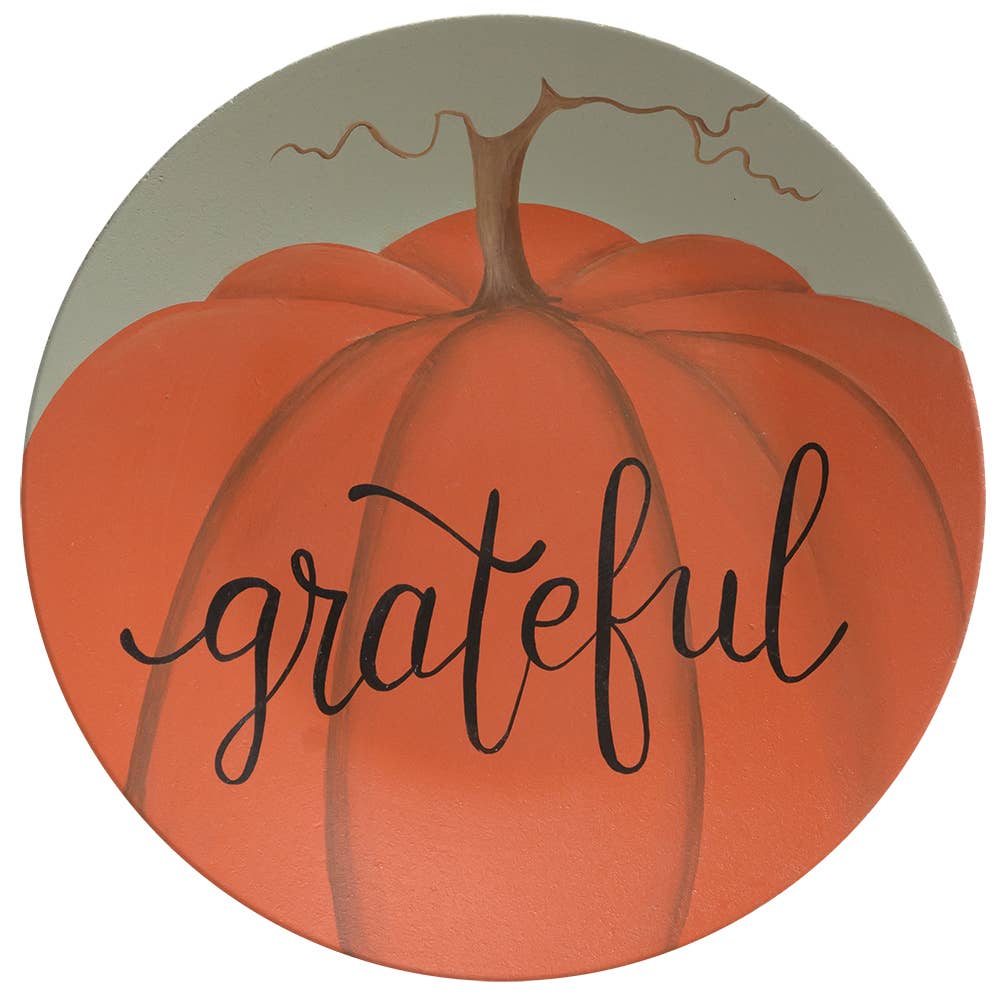 The Hearthside Collection - Vente Assiettes/plats/bols de décoration - Assiette à citrouille Thankful, 2 assiettes assorties3