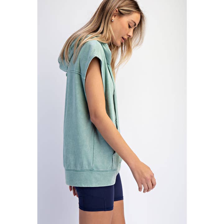 Rae Mode - Wholesale Hoodie - Women's - MINERAL WASHED TERRY SLEEVELESS HOODIE SWEATSHIRT7