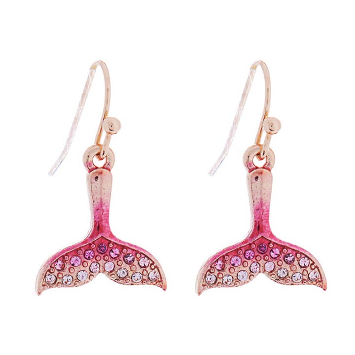 Sensibling Corp. - Wholesale Dangle Earrings - Stone Paved Colored Metal Whale Tale Dangle Earrings
7