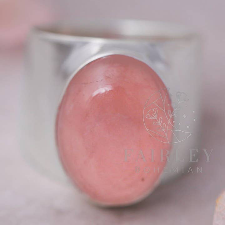 | quartzo rosa | grande anel de pedras preciosas | por atacado de Fairley Bohemian