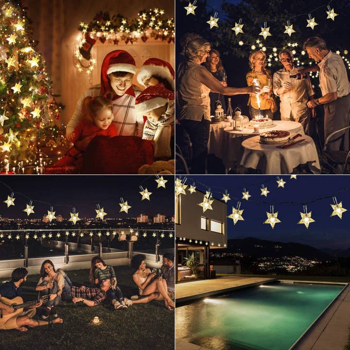 Perfect Holiday - Wholesale String Lights - 100 LED 32ft Solar String Light - Star - Warm White2
