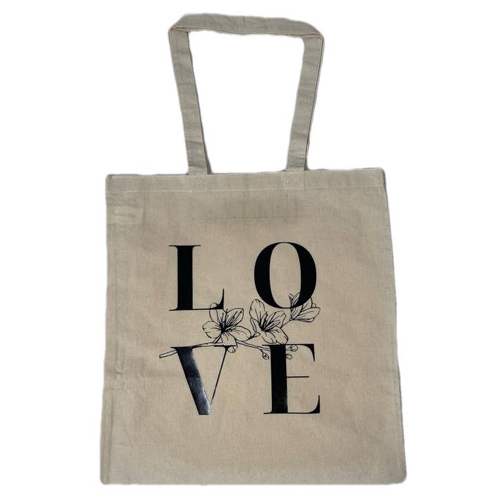 Black ‘Love’ Tote Bag for wholesale by Wild Lotus