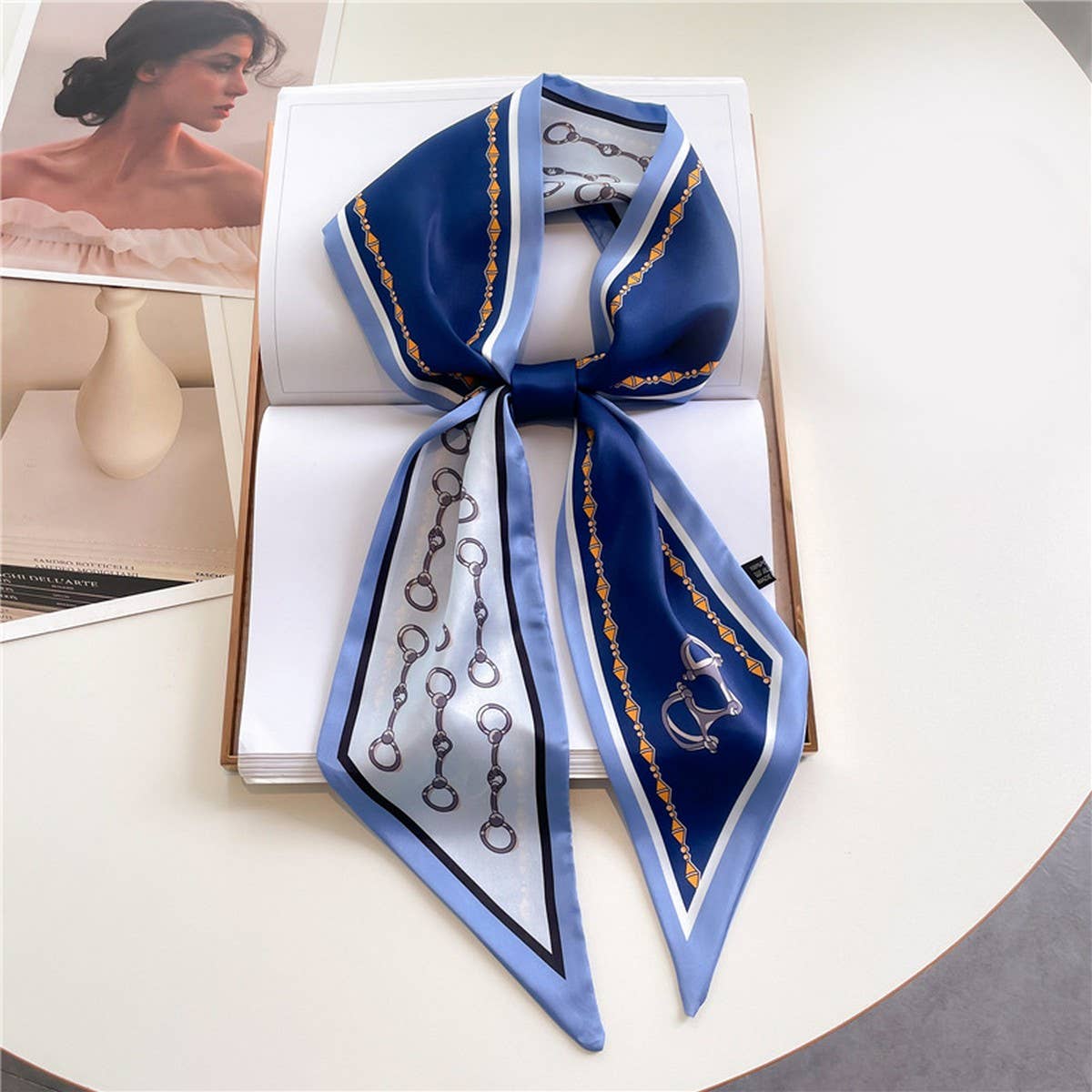ACCITY - Wholesale Head Scarf - Women's - FASHIONABLE DOUBLE-LAYER RIBBON ANGLED HEAD SCARF_CWASC151520