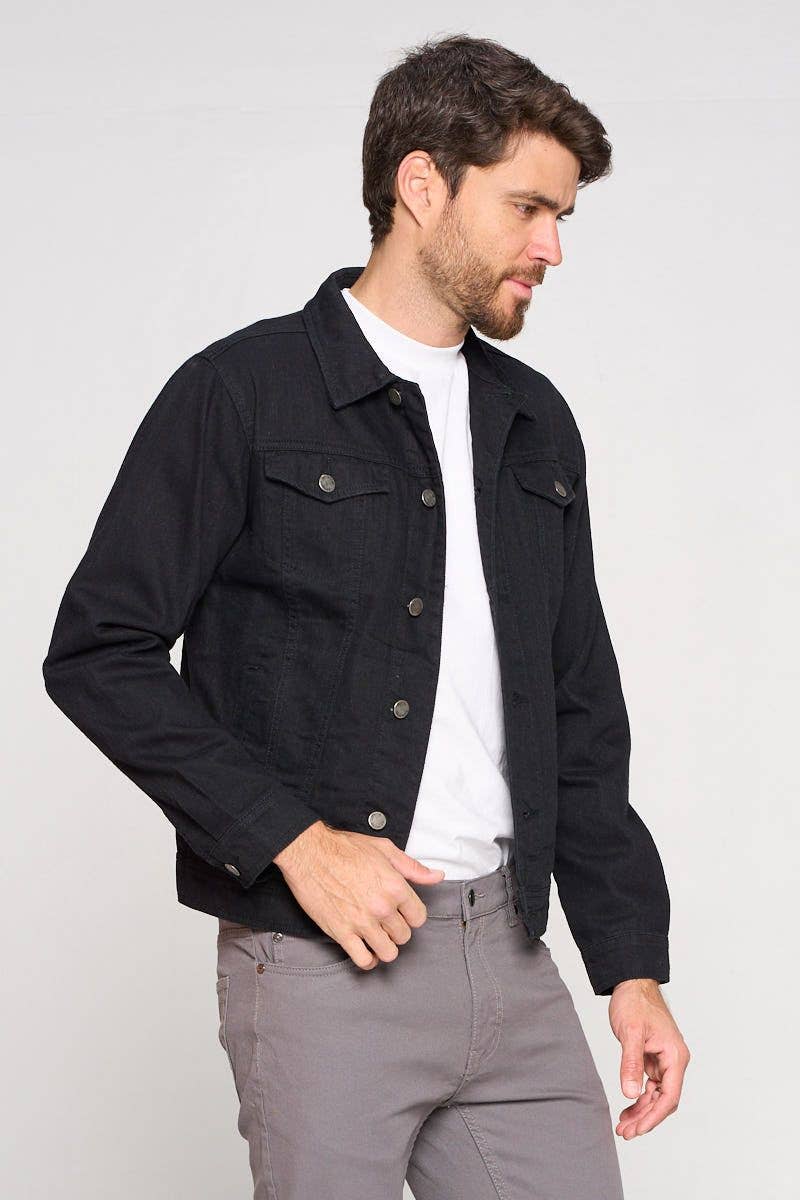 Schwarz LDJ-001 Schwarze Herren-Jeansjacke für den Großhandel auf Faire2