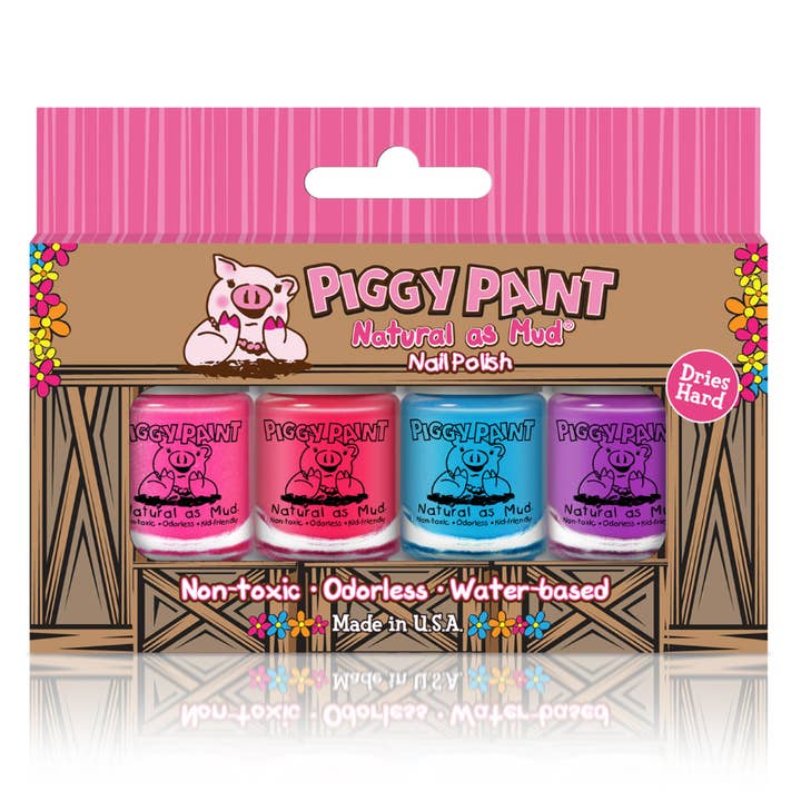 4 Polish Box Set Non-Toxic Kids Nail Polish for wholesale by Piggy Paint
