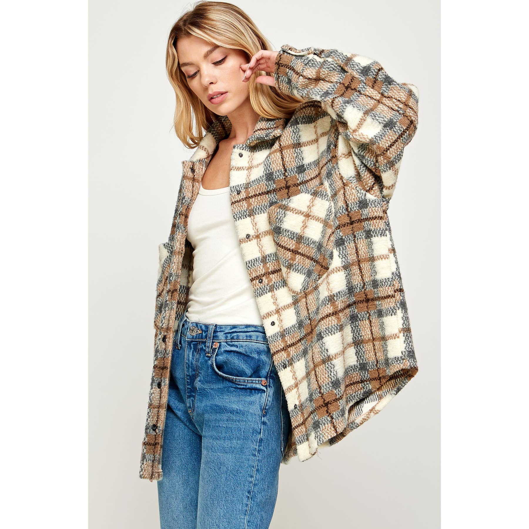 Sans Souci - Vente Chemise à col boutonné – femme - CHEMISE À CARREAUX BOUTON-PRESSION1