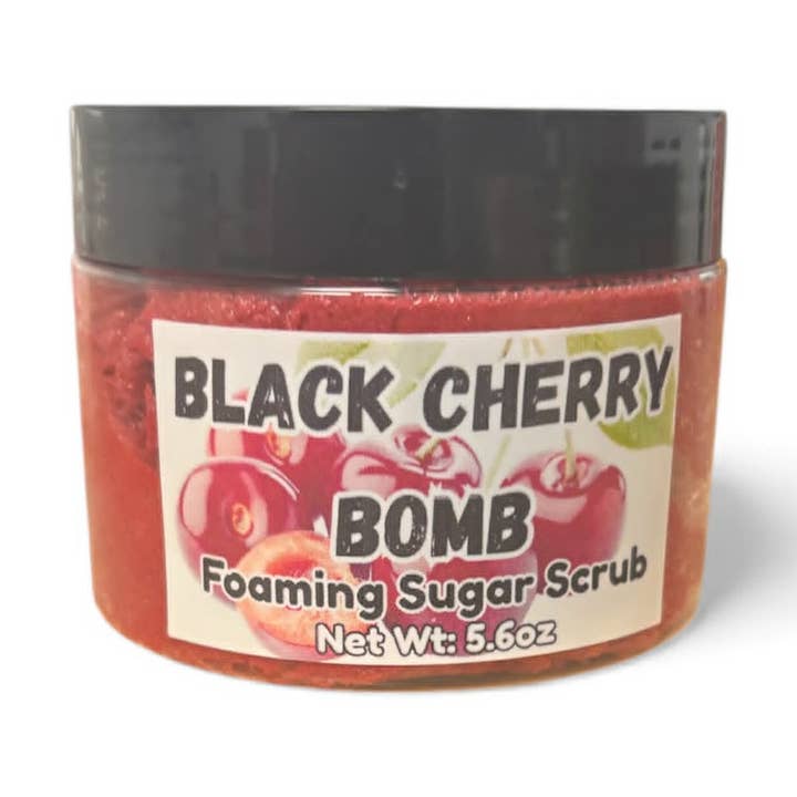 Black Cherry Foaming Sugar Scrub | Exfoliating Body for wholesale by Judds Suds