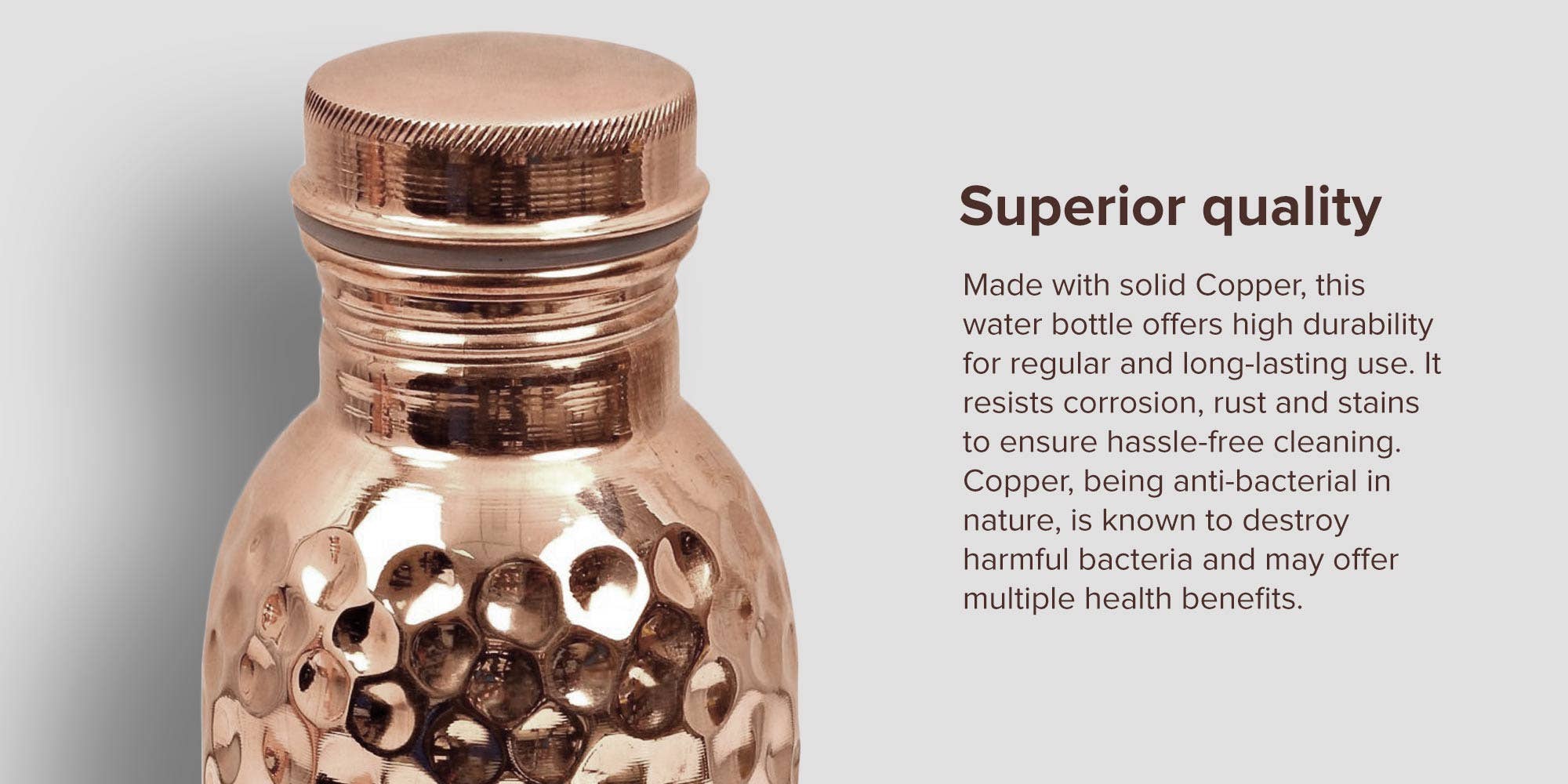 El'Cobre-Ecozonelifestyle - Vente Bouteilles d'eau - Bouteille en cuivre martelé au diamant fabriquée artisanalement - 700 ml3