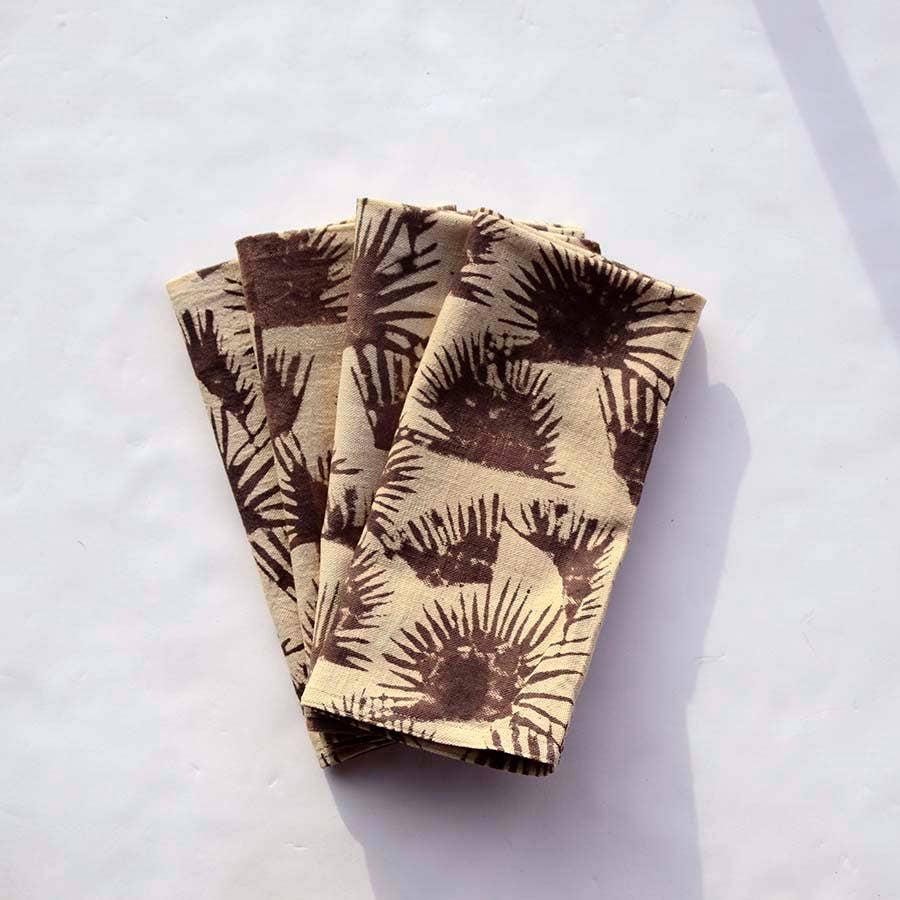 Ichcha – Guardanapo e pano de jantar por atacado – Fern - Guardanapos de algodão orgânico preto - conjunto de 43