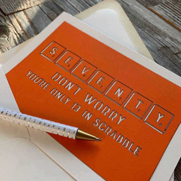 Louise Lauret - Wholesale Birthday Card - 70th Birthday Scrabble Themed Greeting Card2