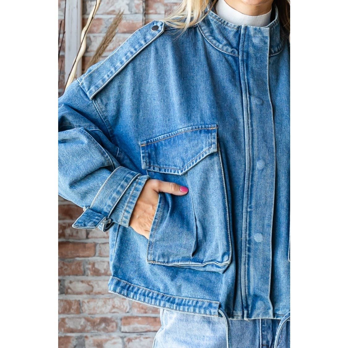 Veveret – Casaco de ganga - Mulher por atacado – Blusão Denim Utility de Bolso Duplo2