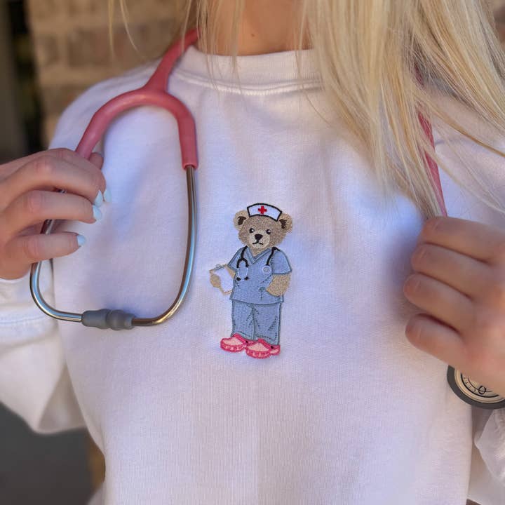 Nursing Bear Embroidered Sweatshirt for wholesale by Stitch Your Style