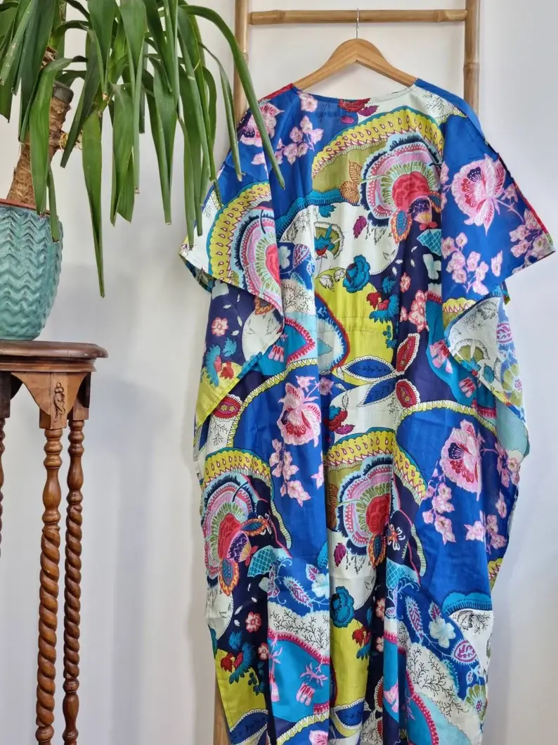 Essential Designs London – wholesale Kaftan – Women's – Pure Cotton Kaftan Long Dress In Vibrant Shade2