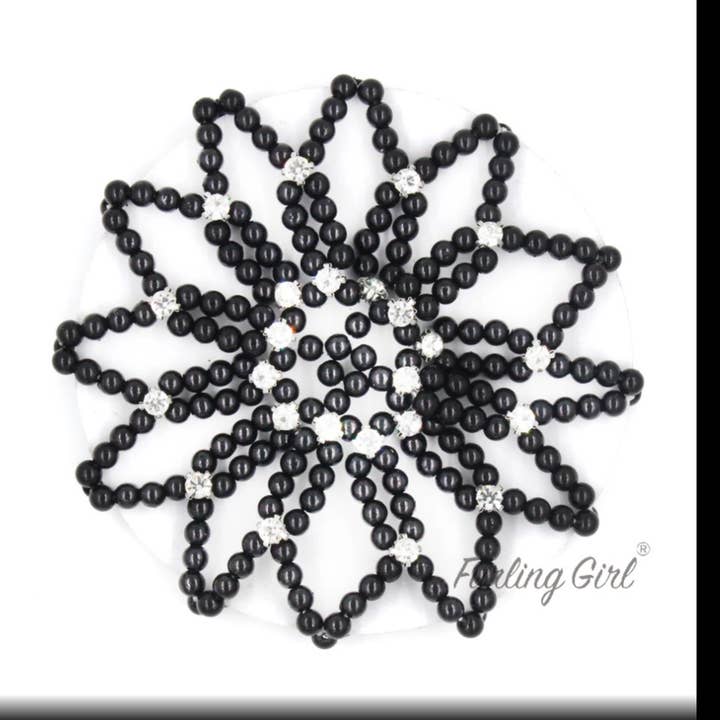 Heavenly Horse Designs - Venta al por mayor Conjunto de accesorios para el pelo - Mujer - Funda para moño de pelo con pedrería negra y diamantes de imitación0