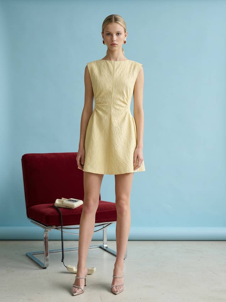 Vestido sem mangas em corte A texturizado por atacado de Heyson