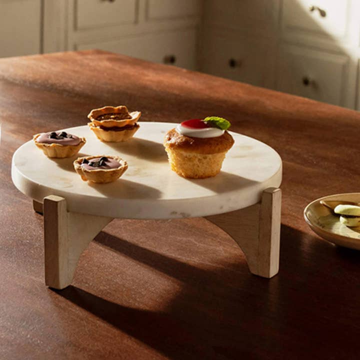 Mela Artisans - Wholesale Cake Stand - White Marble Cake Stand4