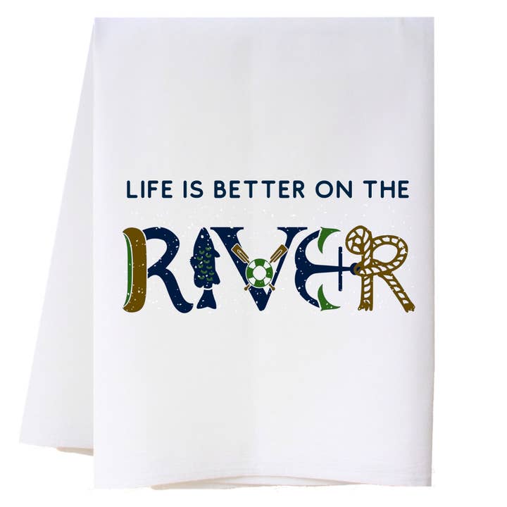 Torchon de cuisine Life Is Better On The River pour la vente par Cora & Pate