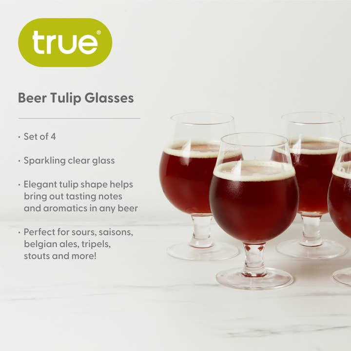 Clear Stemmed Glass Tulip Beer Glasses Set of 4 for wholesale on Faire4