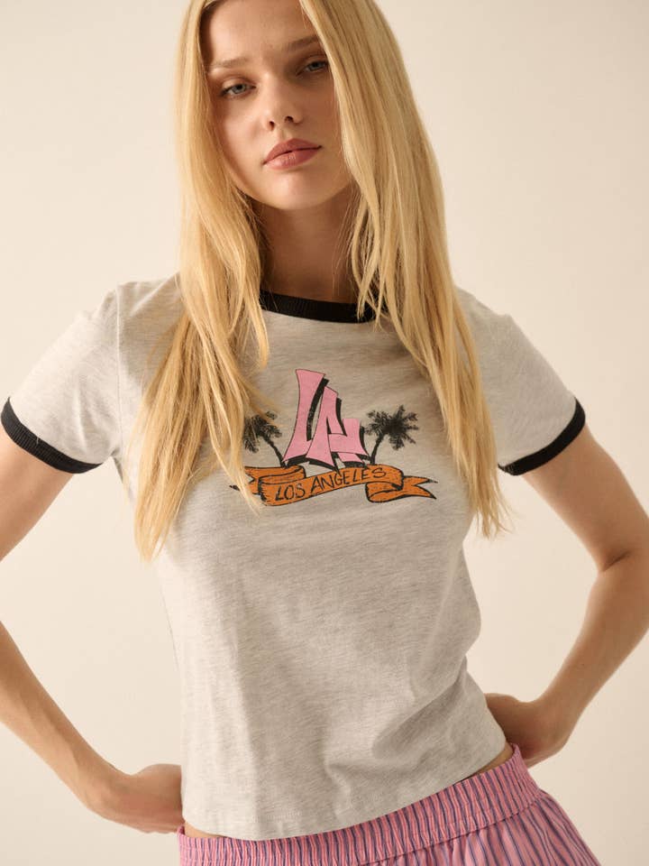 LA Los Angeles Palm Tree Graphic Tee for wholesale by Promesa USA