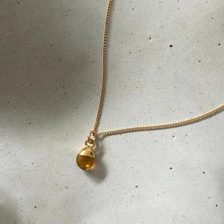Citrine Tiny Tumbled Necklace | Success (Gold Plated) for wholesale by Decadorn