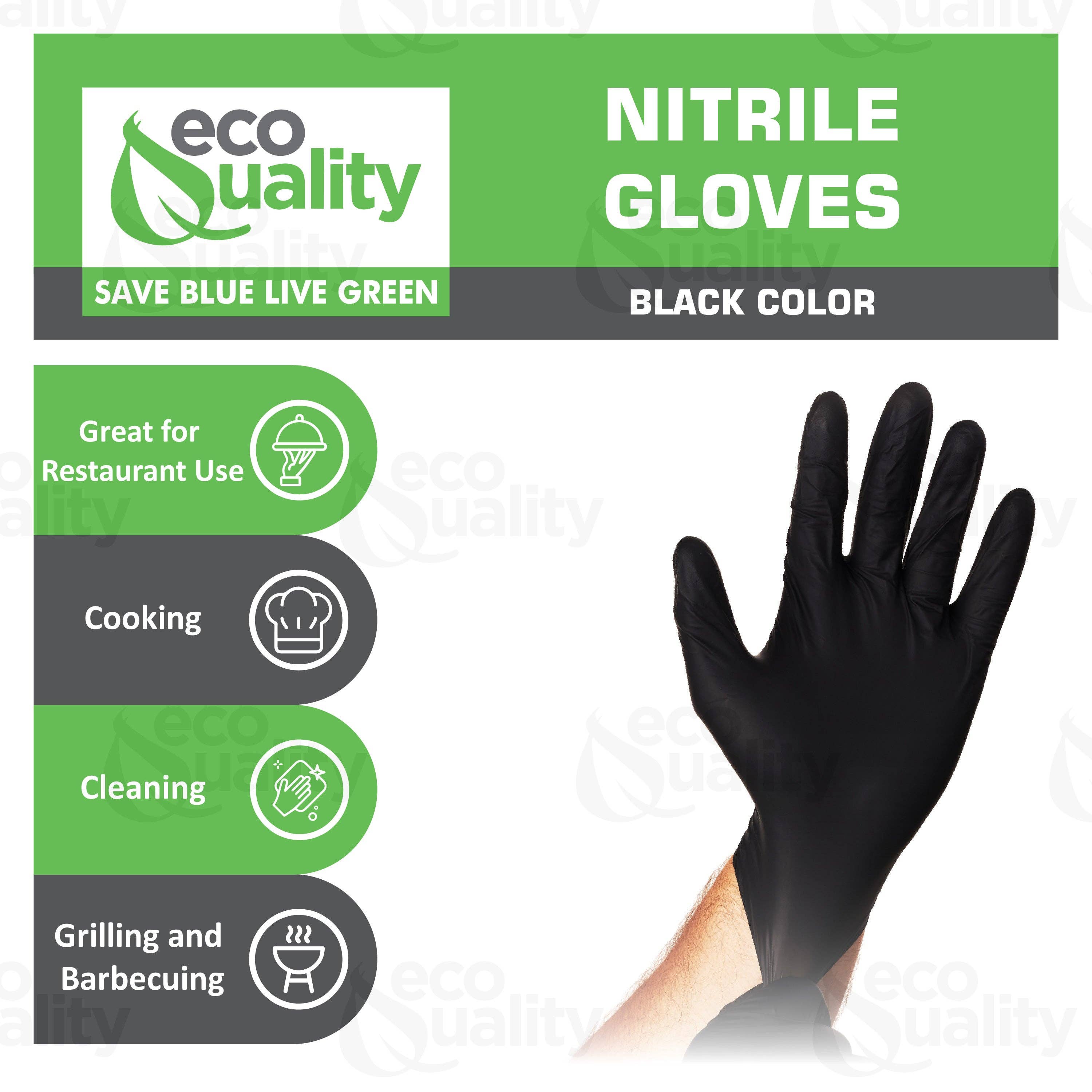 EcoQuality - Wholesale Cleaning Gloves - X Large Black Nitrile Exam Gloves, Disposable, Latex Rubber1