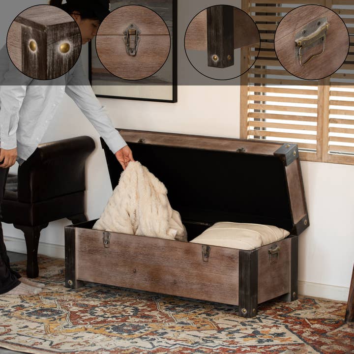 Quickway Imports - Wholesale Bench - Vintiquewise Wooden Storage Trunk Bench4