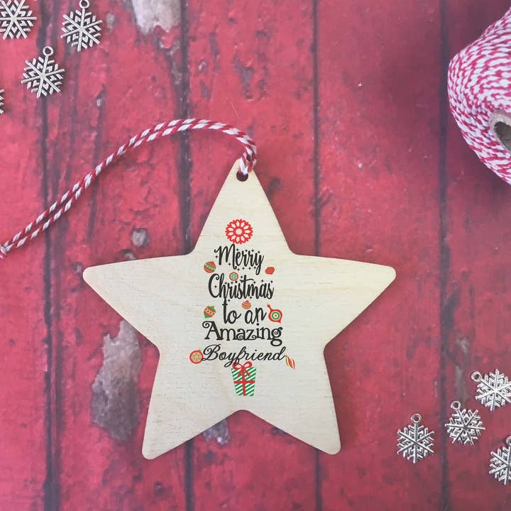 Star Ornament - Merry Christmas to an Amazing Boyfriend for wholesale by Dios Designs