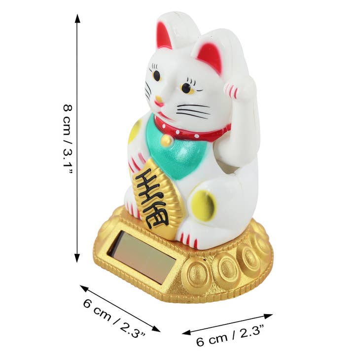 Tribal Trade GmbH - Wholesale Decorative Figurine - Lucky cat Maneki-neko waving cat solar round 8cm white