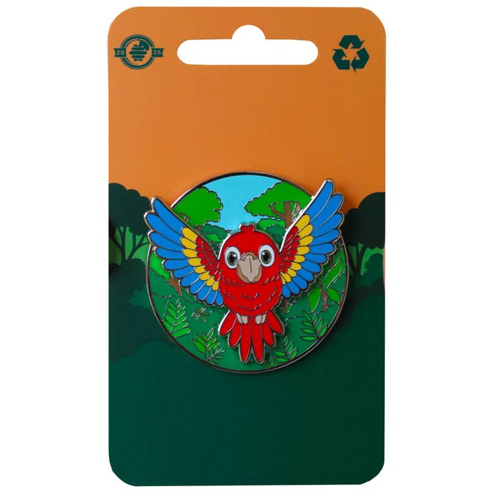 Kawaii Scarlet Macaw Flying In Rainforest - Pin on Pin for wholesale by Pin Hive LLC