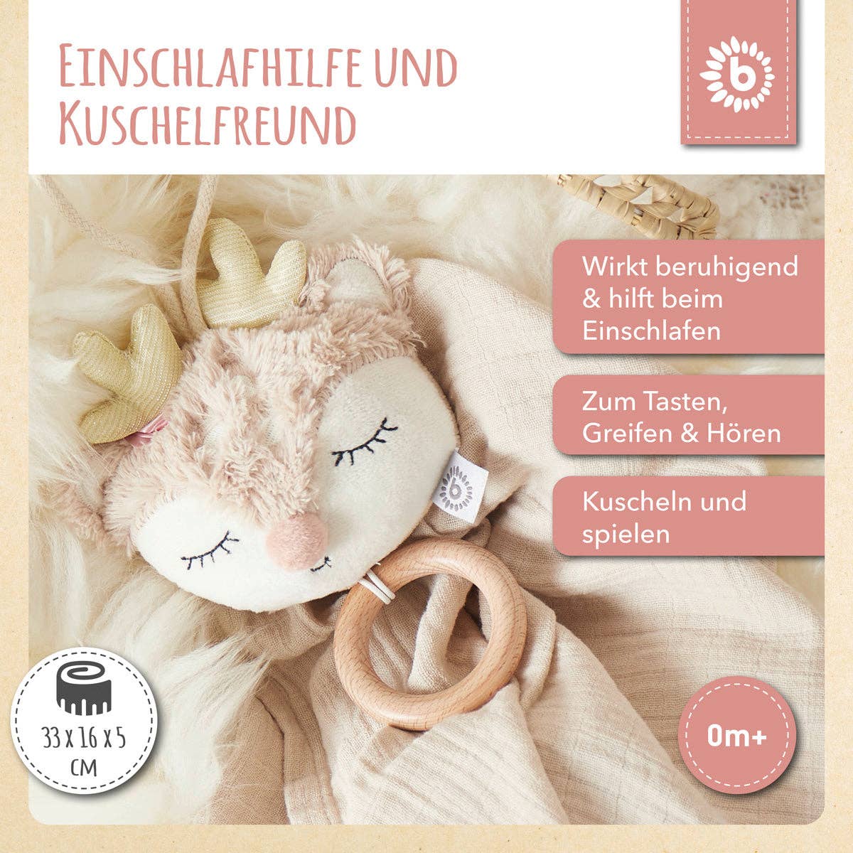 Bieco Spielwaren - Wholesale Stuffed/Plush Toy - Kids & Baby - Music Box Deer Ella2