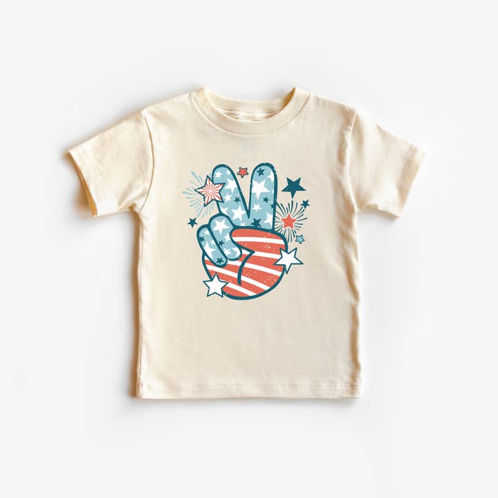 Benny & Ray Apparel - Wholesale Screen Printed T-Shirt - Kids - Peace Sign Patriotic 4th of July Shirt for Kids and Toddlers1