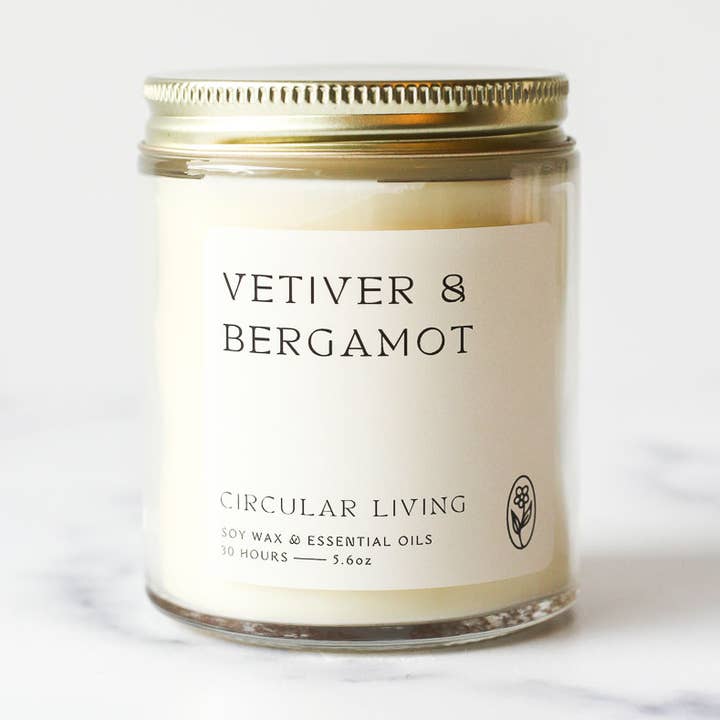 Circular Living - Wholesale Jar/Filled Candle - Soy Wax Candle, Vetiver & Bergamot0