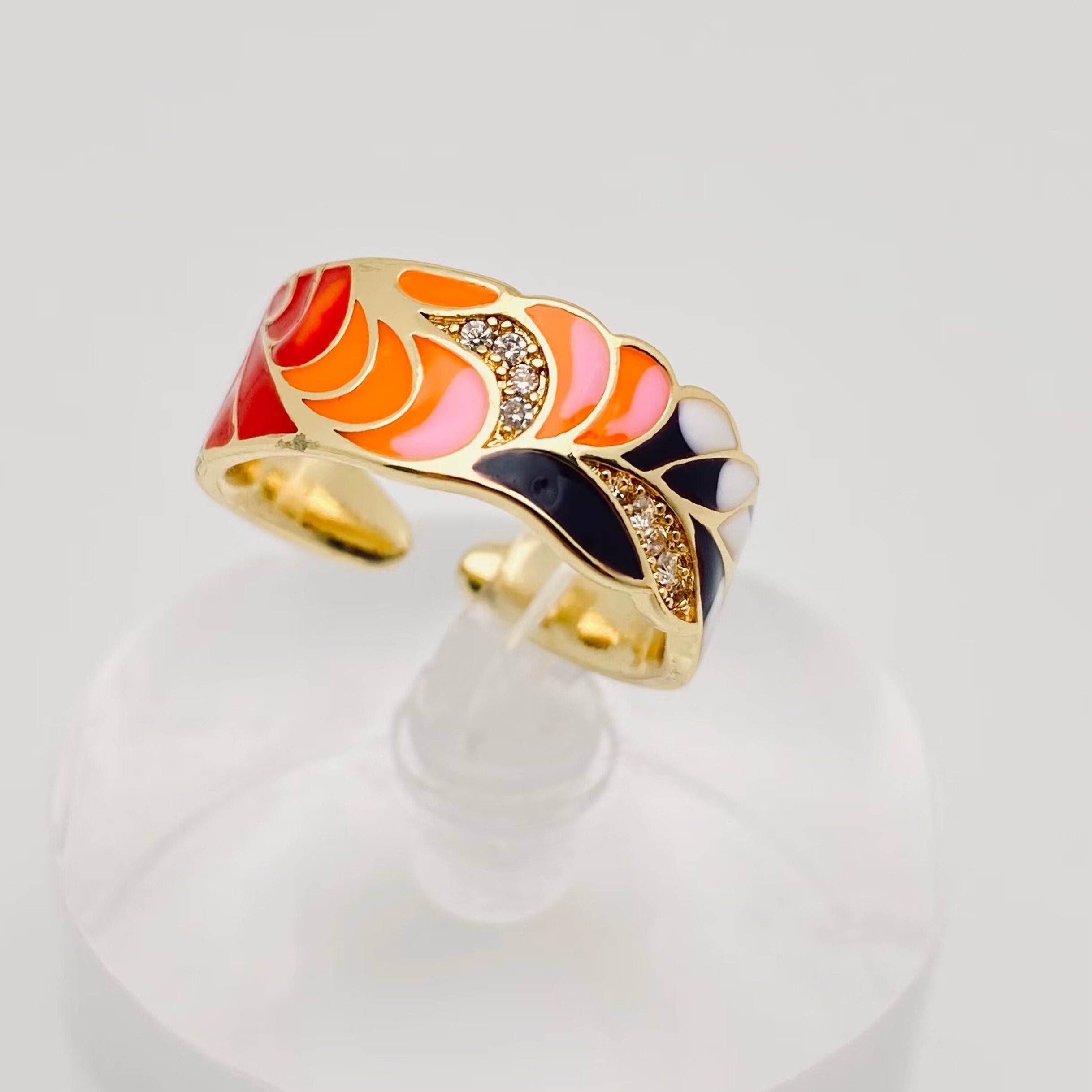 Mio Queena - Wholesale Cocktail/Statement Ring - Multi-style Enamel Gold-plated Ring |Flowers|Butterfly|Eyes2