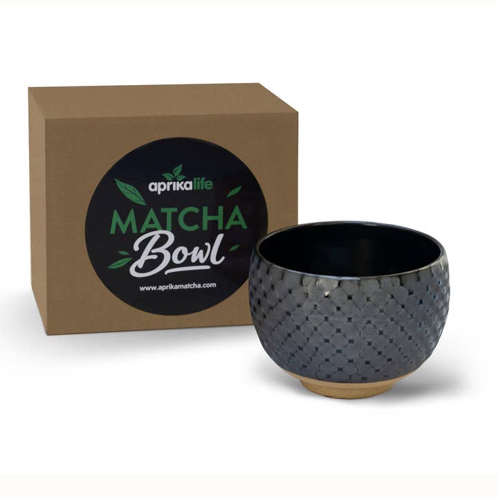 Aprikalife - Wholesale Bowl - Handmade Japanese Gray Matcha Tea Bowl with Black Pattern
