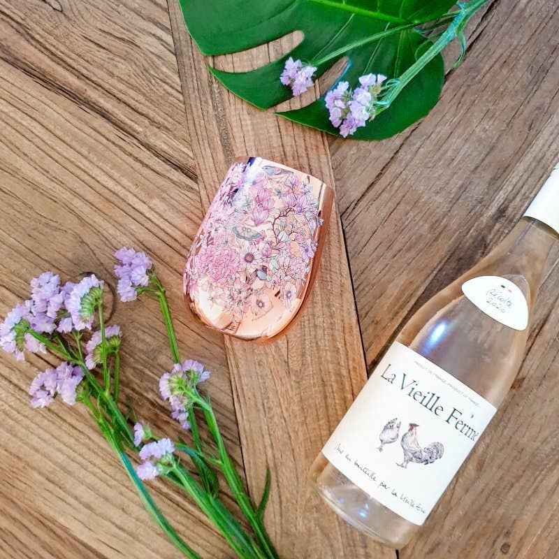 CLINQ - Wholesale Wine Glass - Floral Print Copper Glasses7