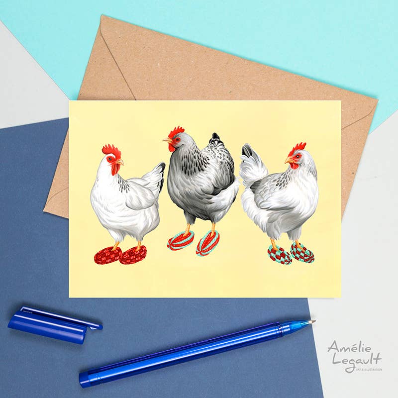 Sardines Studio - Wholesale Art Print - Hens Wearing Slippers Art Print4