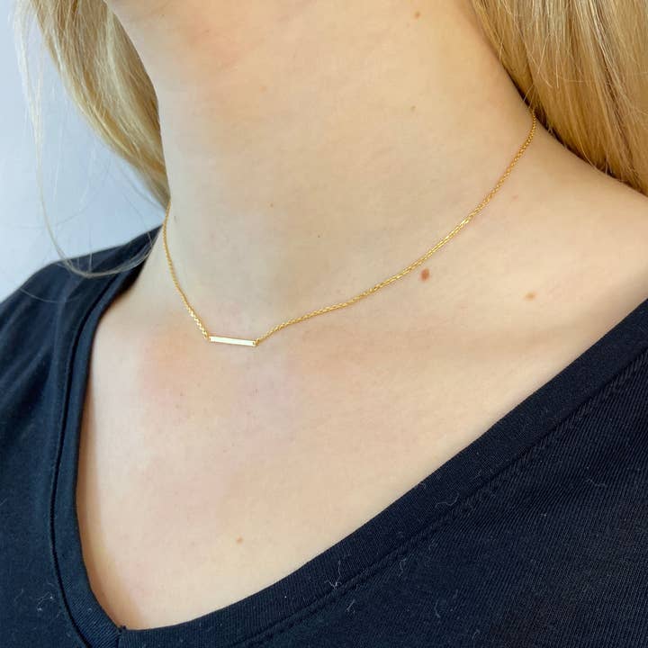 Collar de barra horizontal de oro de 9 quilates para venta al por mayor de Liwu Jewellery