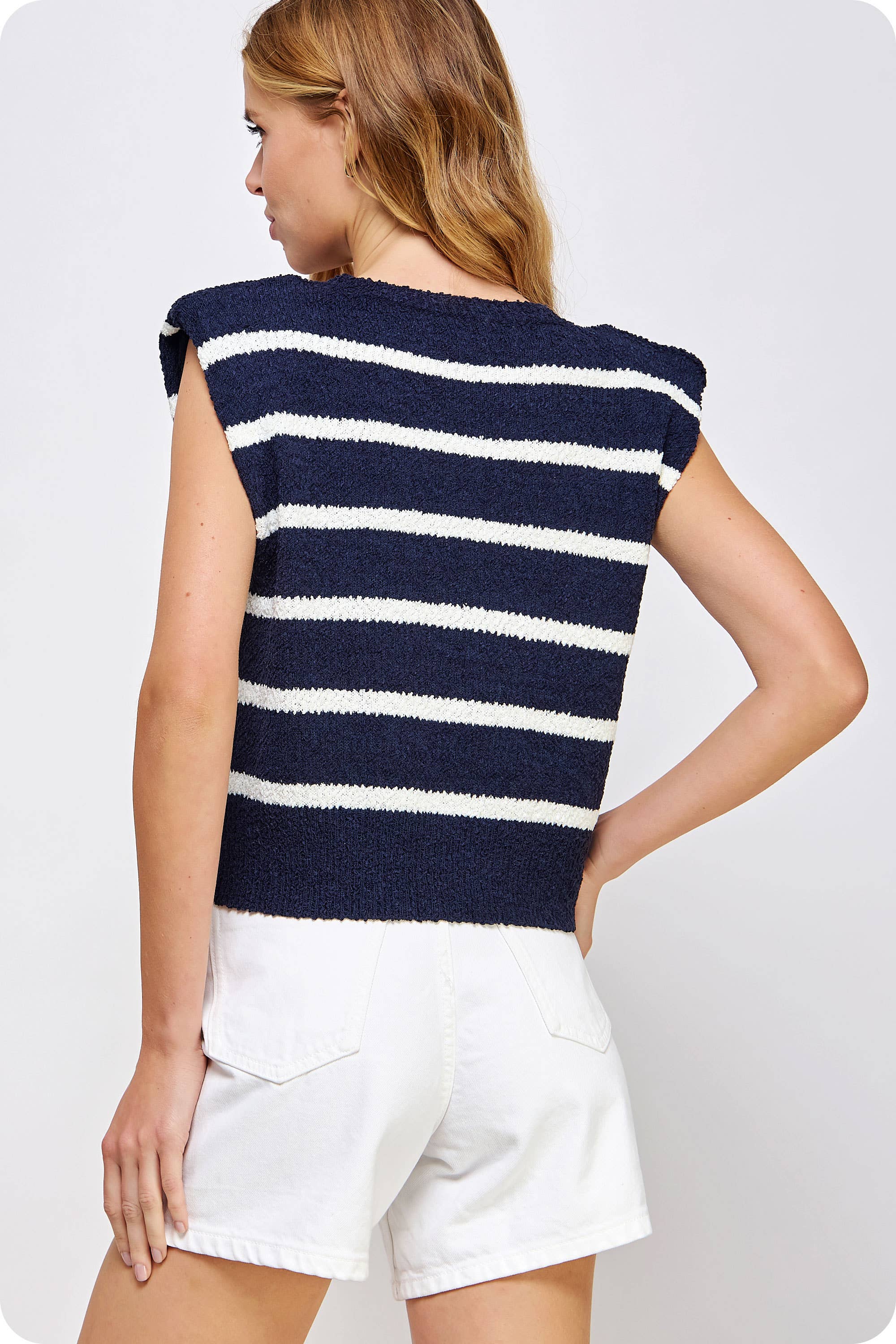 Strut & Bolt - Wholesale Tank Top - Women's - Shoulder Pad Sleeveless Textured Striped Knit Top30