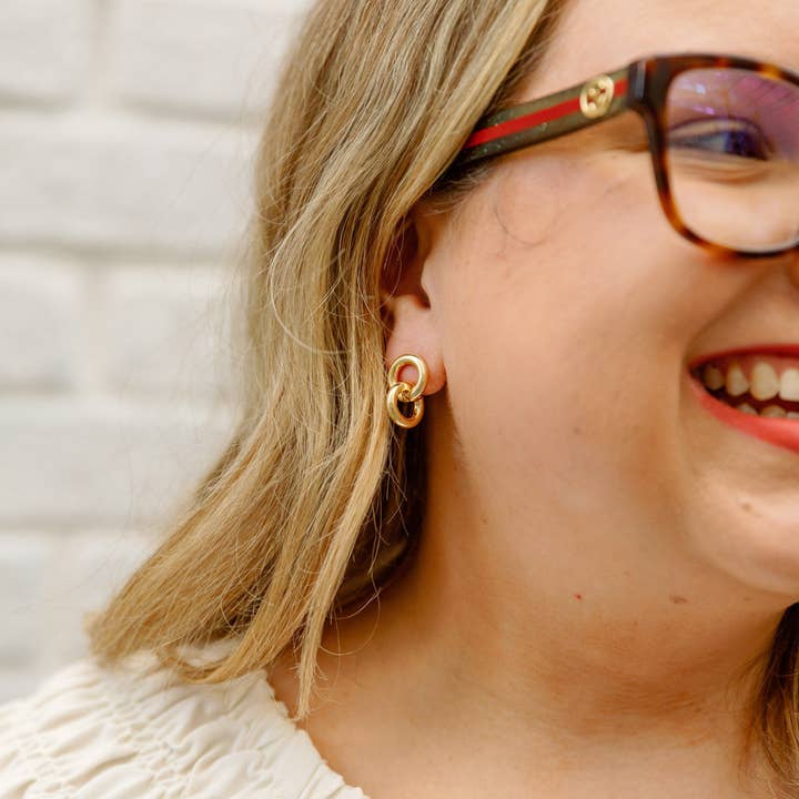 Full Herizon - Wholesale Hoop Earrings - 14k Gold-Plated Linked Hoops