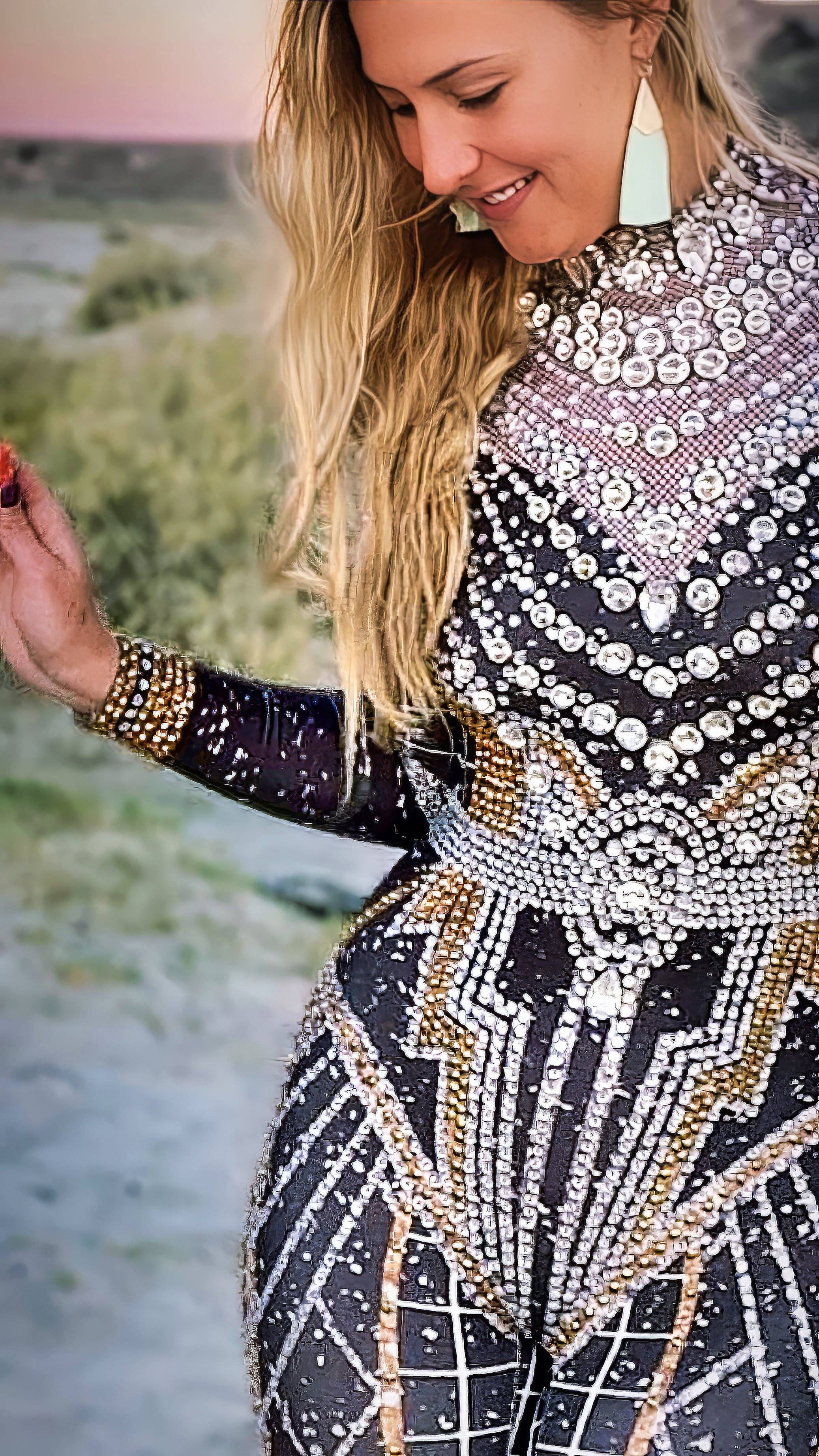 Manifestie - Wholesale Bodysuit - Dames - Pleiades rhinestenen festivaloutfit, luxe kristallen catsuit, trouwcatsuit, raveoutfit Burning Man, disco-performance danskostuum1