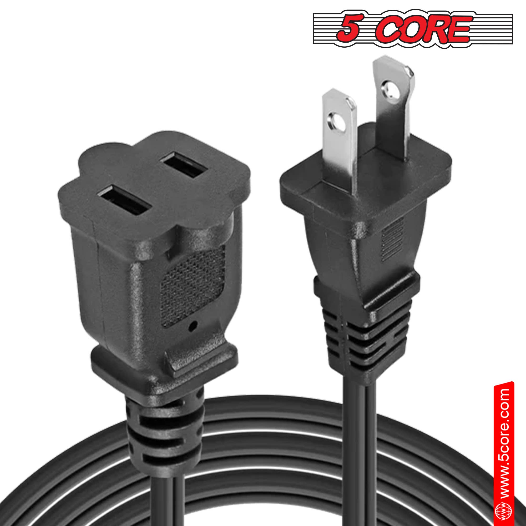 K Cube Inc - Wholesale Speakers - 5Core AC Power Cord 10Ft Male Female 2 Prong Extension Cords11