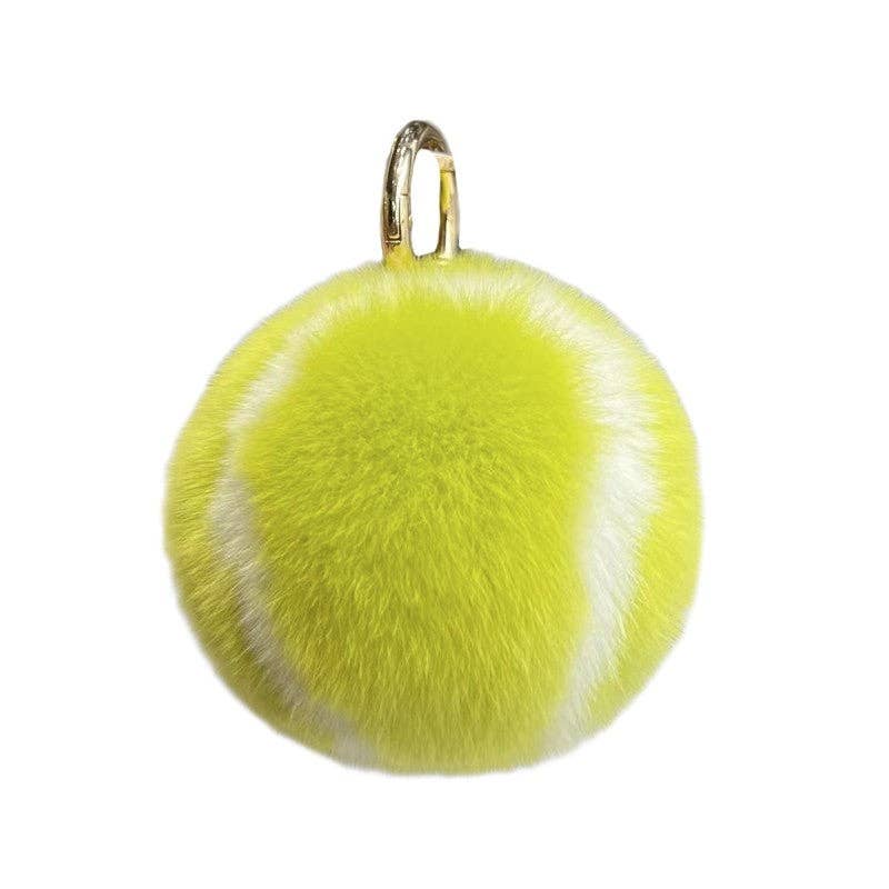 VERT Porte-clés en forme de balle de tennis en fourrure de lapin Fluffy Rex en vente sur Faire7