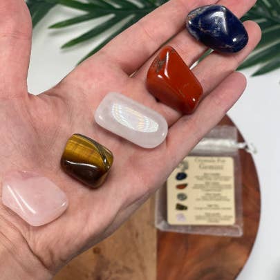 CaNatureLover - Vendita all'ingrosso Pietra/cristallo spirituale - Set cristalli GEMINI, set 5 cristalli ZODIAC HOROSCOPE2