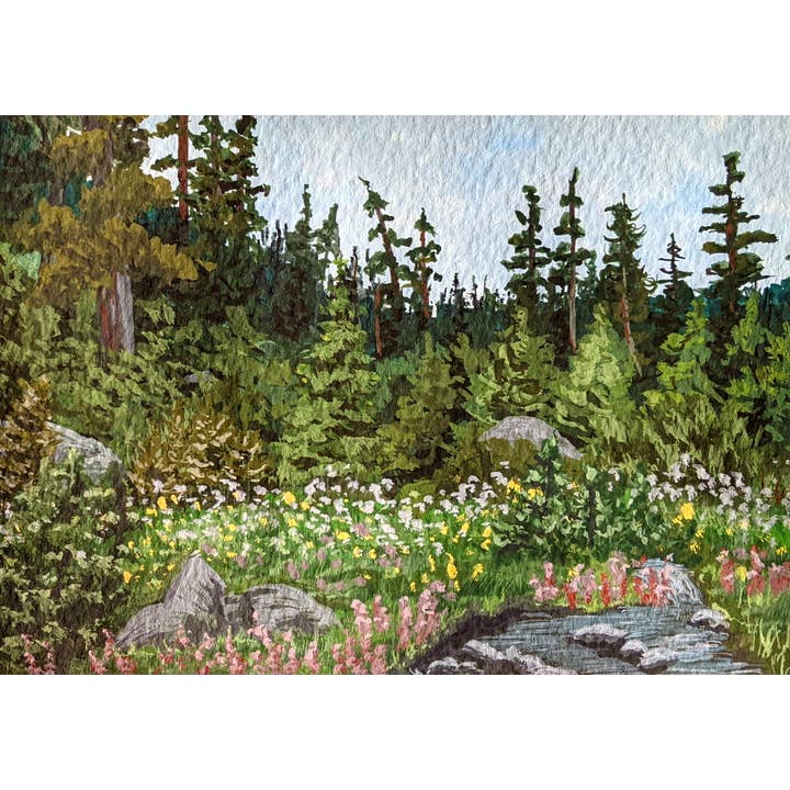 Alpine Flowers | Landscape Art Print for wholesale by Hannah Raju Art