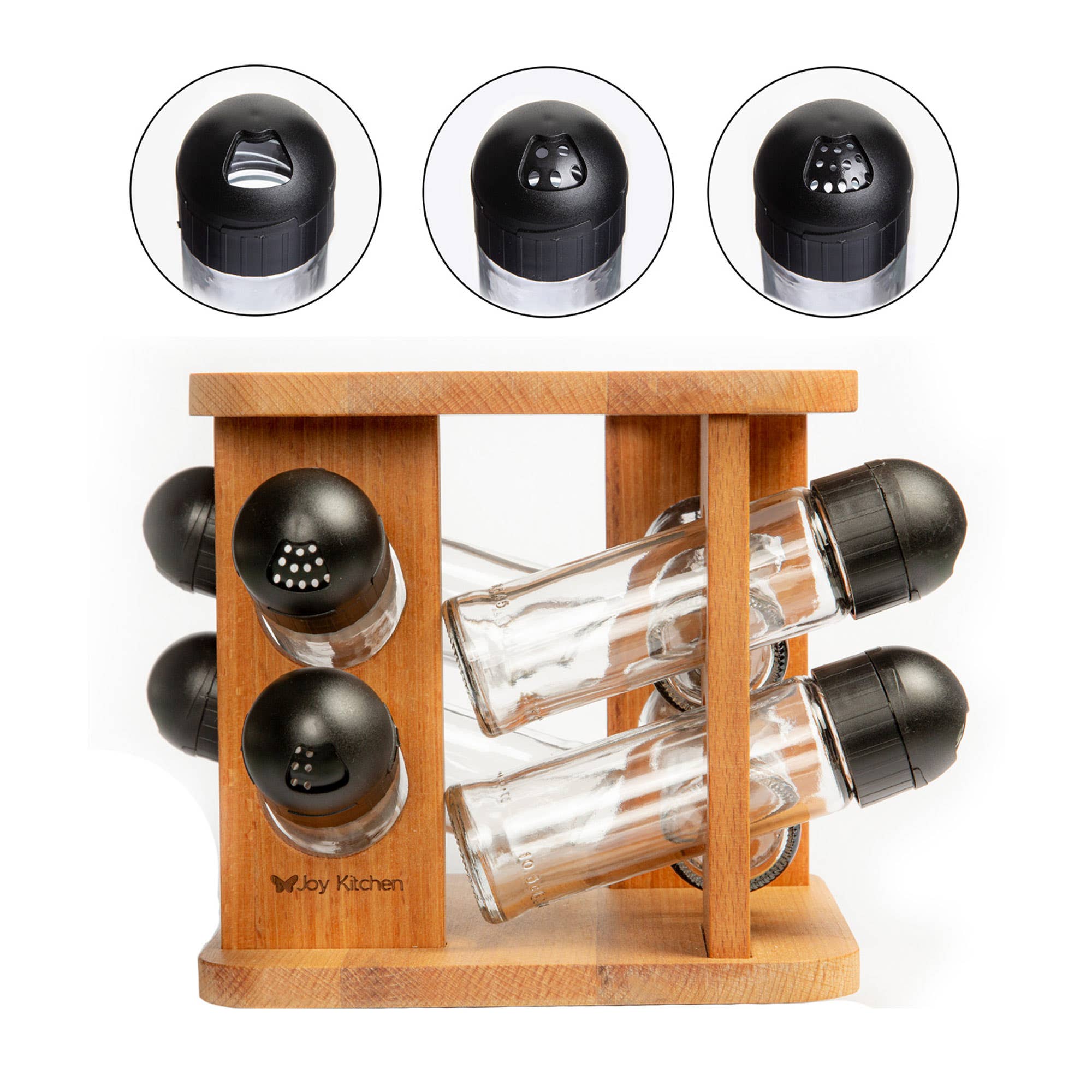 Joy Kitchen – wholesale Kryddställ – Draaibaar kruidenrek voorzien van 8 glazen kruidenpotjes3